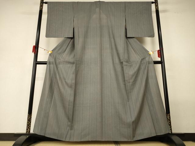 平和屋着物*夏物 小紋 絽 縞 正絹 逸品 AABG5600jd