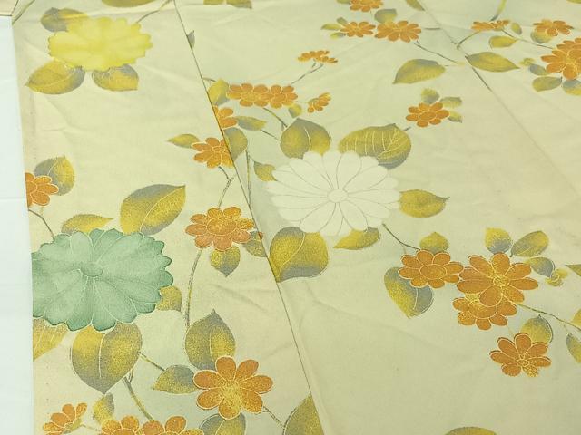 平和屋着物▽上質な小紋 単衣 草花文 正絹 逸品 AABG5607jh