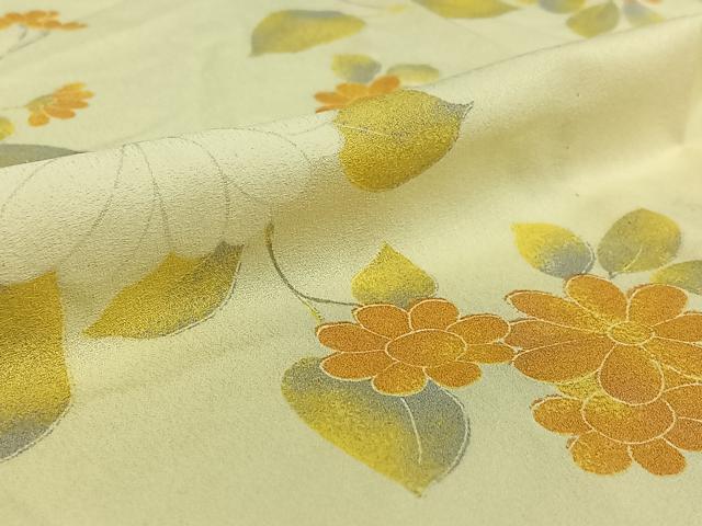 平和屋着物▽上質な小紋 単衣 草花文 正絹 逸品 AABG5607jh