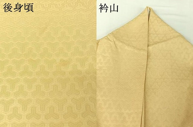 平和屋着物▽上質な色無地 単衣 毘沙門亀甲地紋 蒸栗色 正絹 逸品 AABG5612jh