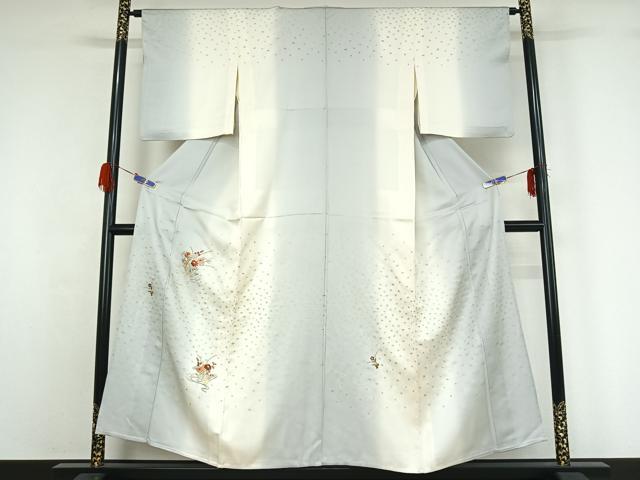 平和屋着物▽訪問着 単衣 刺繍 流水花文 暈し染め 金銀糸 金彩 正絹 逸品 AABG5614jh