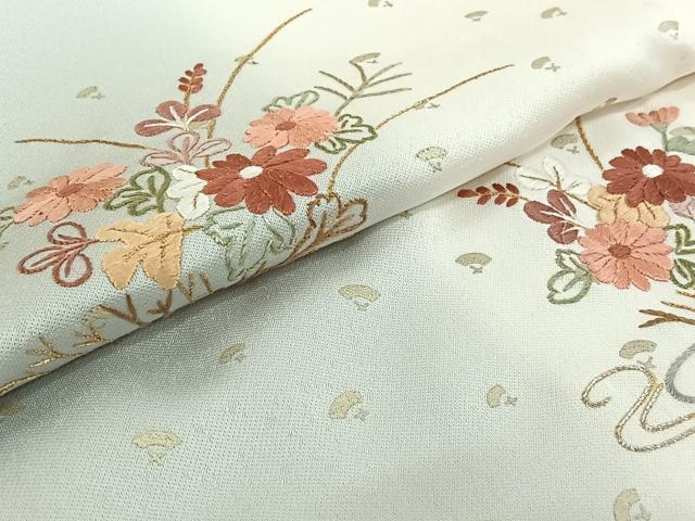 平和屋着物▽訪問着 単衣 刺繍 流水花文 暈し染め 金銀糸 金彩 正絹 逸品 AABG5614jh