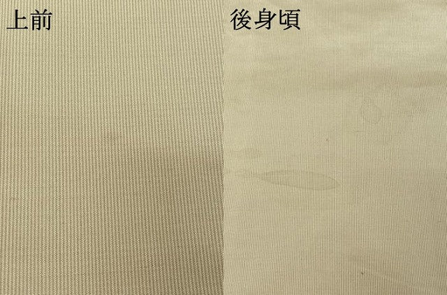 平和屋着物▽江戸小紋 単衣 紬地 万筋 象牙色×練色 正絹 逸品 AABG5642jh