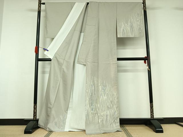 平和屋着物▽訪問着 単衣 本場染大島紬地 杢目文 正絹 逸品 AABG5643jh