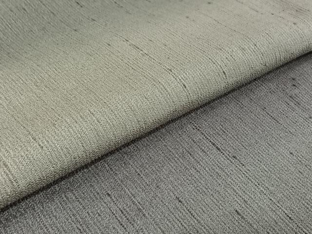 平和屋着物▽上質な紬 単衣 紬縮緬 横段文 反端付き 正絹 逸品 AABG5653jh