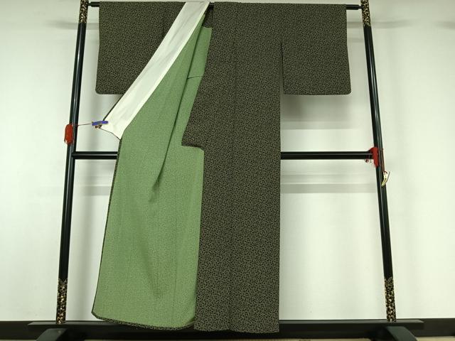 平和屋着物▽江戸小紋 単衣 瓢箪花文 正絹 逸品 AABG5655jh