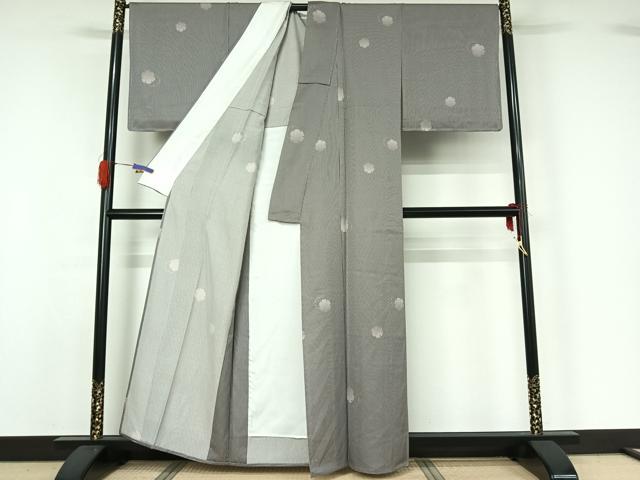 平和屋着物▽上質な小紋 単衣 雪輪文 正絹 逸品 AABG5658jh