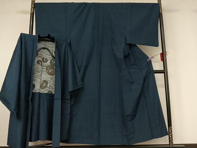 平和屋着物▽男性 紬 単衣 アンサンブル 格子 正絹 逸品 AABG5659jh