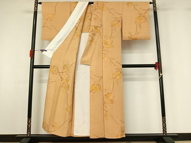 平和屋着物▽上質な小紋 単衣 枝花文 正絹 逸品 AABG5663jh