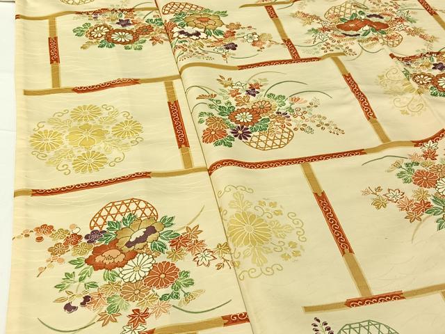 平和屋着物▽上質な小紋 単衣 飾花文 正絹 逸品 AABG5666jh