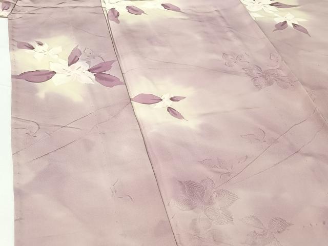 平和屋着物▽上質な小紋 単衣 草花文 暈し染め 正絹 逸品 AABG5668jh