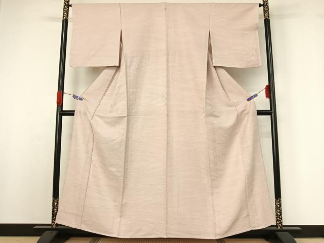 平和屋着物▽上質な色無地 単衣 流水地紋 灰桜色 正絹 逸品 AABG5674jh