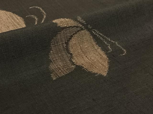 平和屋着物▽上質な紬 単衣 舞蝶文 正絹 逸品 AABG5683jh