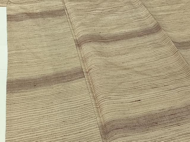 平和屋着物▽上質な紬 単衣 横段文 正絹 逸品 AABG5691jh