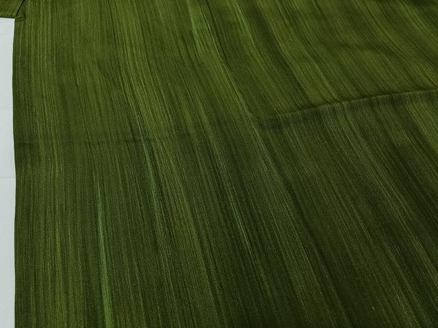 平和屋着物▽上質な小紋 単衣 作家物 緑茶染め 霞文 正絹 逸品 AABG5692jh
