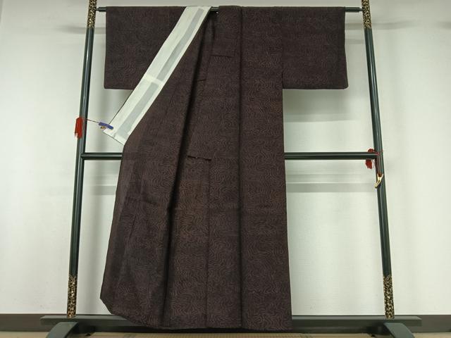 平和屋着物▽結城縮 単衣 流水文 正絹 逸品 AABG5694jh