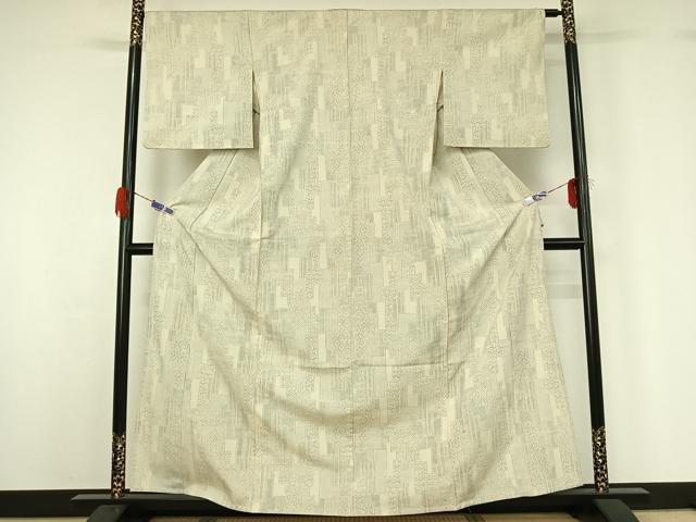 平和屋着物▽本塩沢 単衣 幾何学吉祥文 正絹 逸品 AABG5705jh