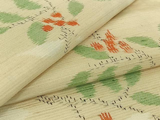 平和屋着物▽上質な紬 単衣 南天文 正絹 逸品 AABG5707jh