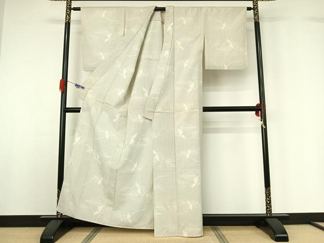 平和屋着物▽本塩沢 単衣 110亀甲 舞蝶文 正絹 逸品 AABG5711jh