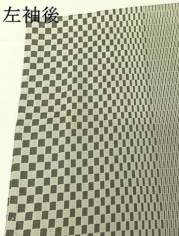 平和屋着物▽お召 単衣 変わり市松文様 正絹 逸品 AABG5712jh