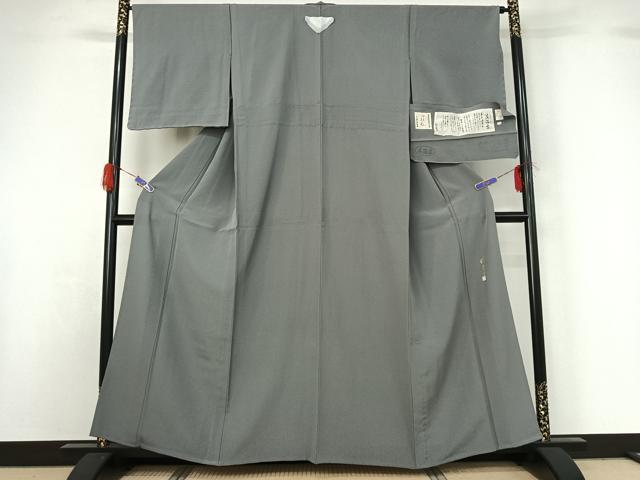 平和屋着物▽上質な色無地 単衣 作家物 草木染 錫色 反端付き 正絹 逸品 AABG5717jh