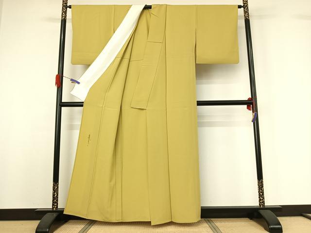 平和屋着物▽上質な色無地 単衣 草木染 木蘭色 正絹 逸品 AABG5718jh