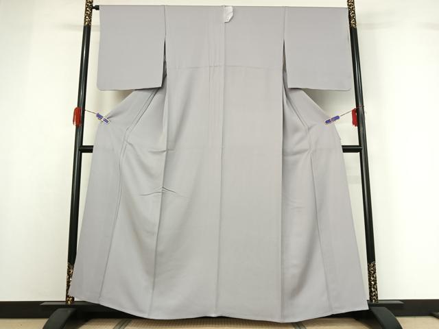 平和屋着物▽上質な色無地 単衣 暁鼠色 正絹 逸品 AABG5719jd