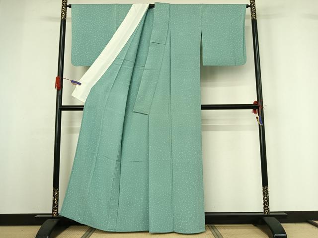 平和屋着物▽上質な小紋 単衣 箔散らし文 鬼しぼ縮緬 正絹 逸品 AABG5720jh