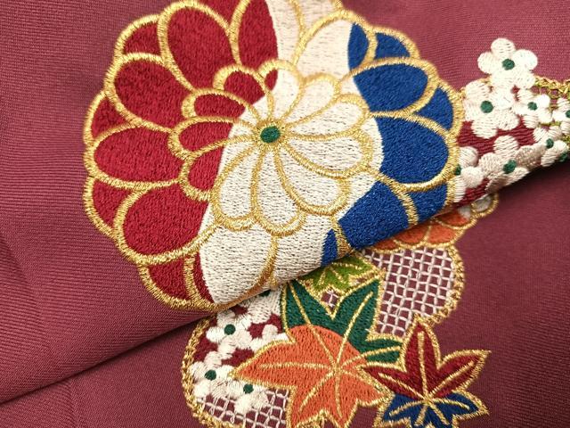 平和屋着物●生田絵梨花 女性 行灯袴 刺繍 草花文 金糸 洗える着物 AABG5725ph