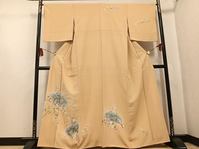 平和屋着物●訪問着 友禅 風景草花文 暈し染め 正絹 逸品 AABG5755ph