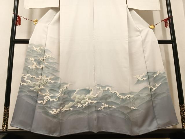 平和屋着物●豪華色留袖 友禅 立波文 金彩 正絹 逸品 AABG5756ph