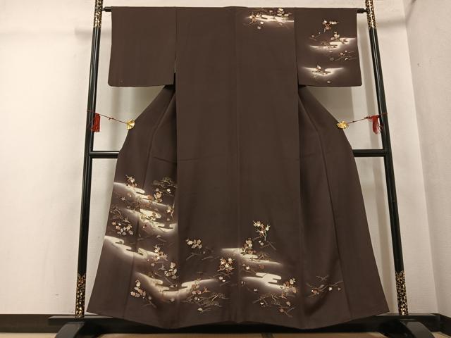 平和屋着物●訪問着 友禅 駒刺繍 草花 折り鶴 暈し染め 金彩 正絹 逸品 AABG5761ph