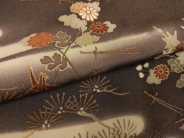 平和屋着物●訪問着 友禅 駒刺繍 草花 折り鶴 暈し染め 金彩 正絹 逸品 AABG5761ph