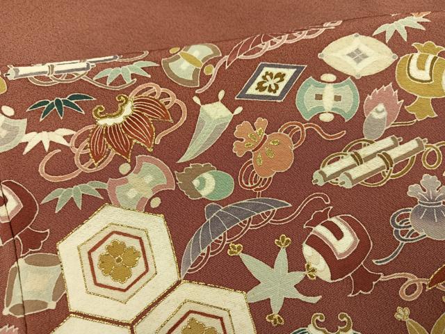 平和屋着物●豪華色留袖 友禅 刺繍 飛鶴宝尽くし 金彩 正絹 逸品 AABG5762ph