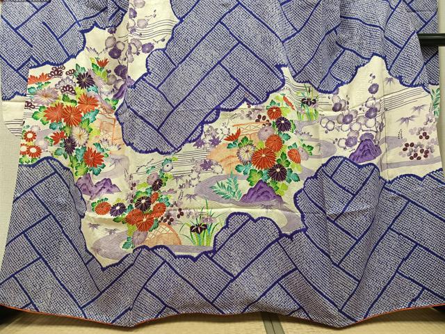 平和屋着物●豪華振袖 駒刺繍 絞り 草花文 金彩 三越扱い 正絹 逸品 AABG5765ph