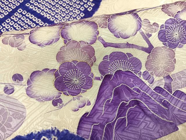平和屋着物●豪華振袖 駒刺繍 絞り 草花文 金彩 三越扱い 正絹 逸品 AABG5765ph
