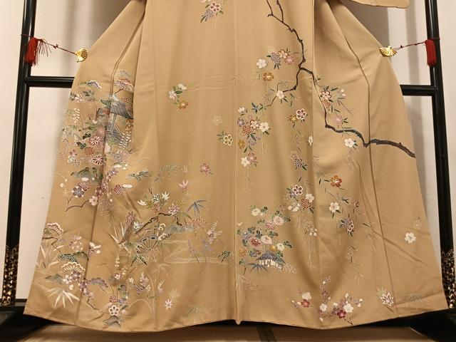 平和屋着物●訪問着 友禅 風景草花文 正絹 逸品 AABG5769ph