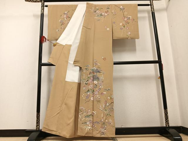 平和屋着物●訪問着 友禅 風景草花文 正絹 逸品 AABG5769ph
