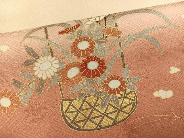 平和屋着物●訪問着 刺繍 花篭文 暈し染め 金彩 やまと誂製 正絹 逸品 AABG5776ph