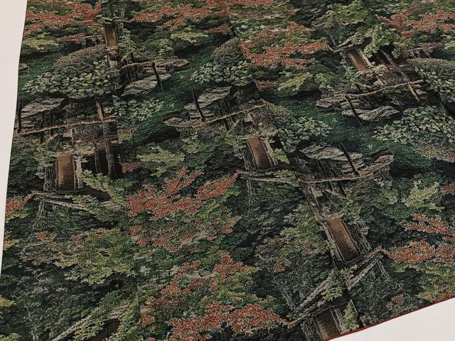 平和屋着物●本場大島紬 カタス7マルキ 総絣 風景樹林文 正絹 逸品 AABG5779ph