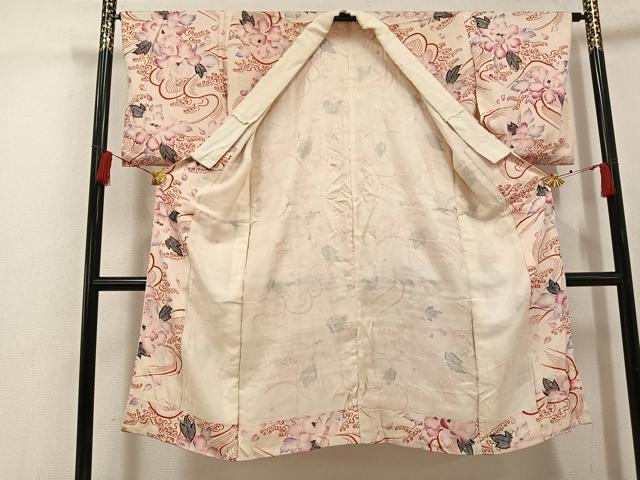 平和屋着物●アンティーク 大正ロマン 長襦袢 袷 立波花文 正絹 逸品 AABG5781ph