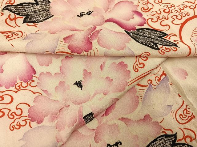 平和屋着物●アンティーク 大正ロマン 長襦袢 袷 立波花文 正絹 逸品 AABG5781ph