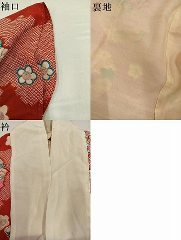 平和屋着物●セミアンティーク 長襦袢 袷 草花文 広衿仕立て 正絹 逸品 AABG5785ph