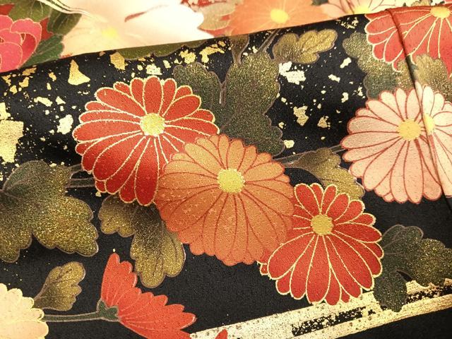 平和屋着物●豪華振袖 飛鶴流水花文 金彩 正絹 逸品 AABG5786ph