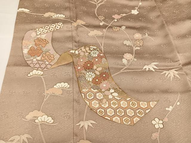 平和屋着物●訪問着 友禅 駒刺繍 草花文 金彩 正絹 逸品 AABG5788ph
