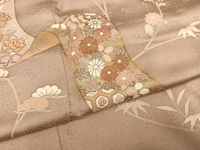 平和屋着物●訪問着 友禅 駒刺繍 草花文 金彩 正絹 逸品 AABG5788ph
