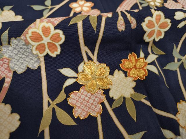 平和屋着物●訪問着 駒刺繍 桜 金彩 正絹 逸品 AABG5808ck
