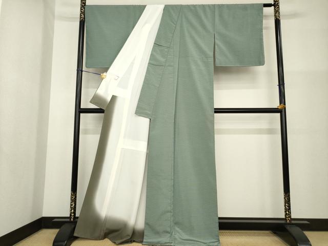 平和屋着物●お召 吉野間道 正絹 逸品 AABG5815ck