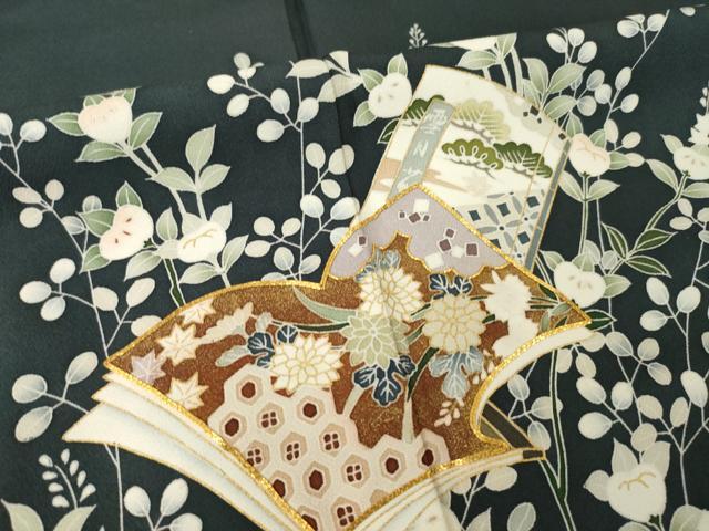 平和屋着物●訪問着 友禅 駒刺繍 冊子花文 暈し染め 金彩 正絹 逸品 AABG5823ck