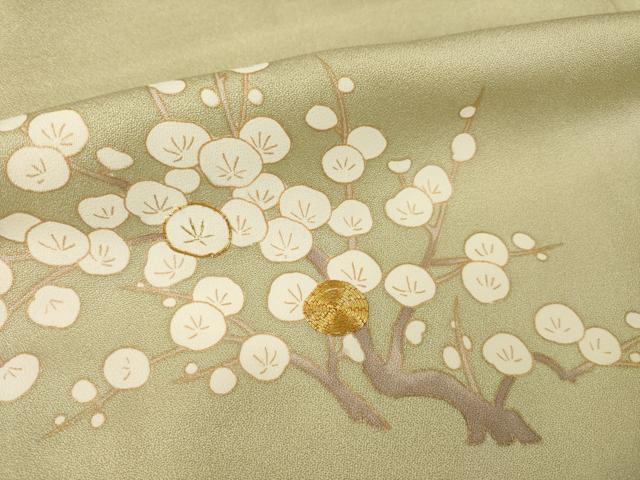 平和屋着物●訪問着 駒刺繍 流水枝梅文 光琳菊 金彩 正絹 逸品 AABG5827ck